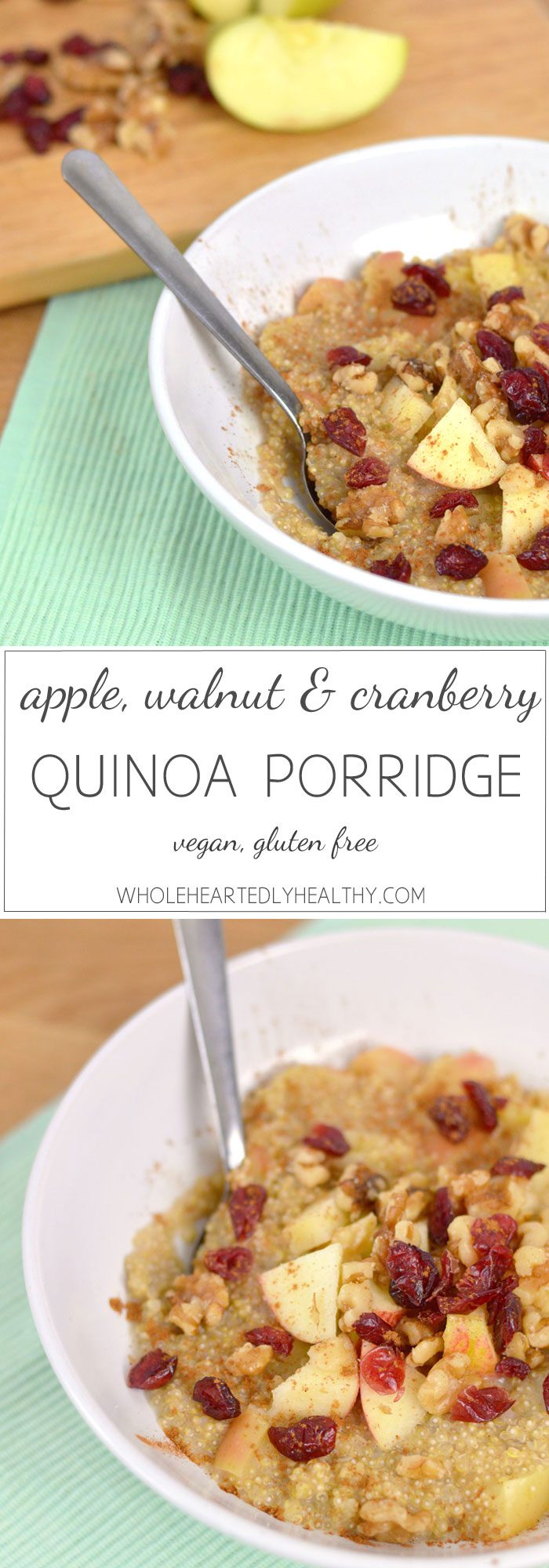 Apple walnut and cranberry quinoa porridge