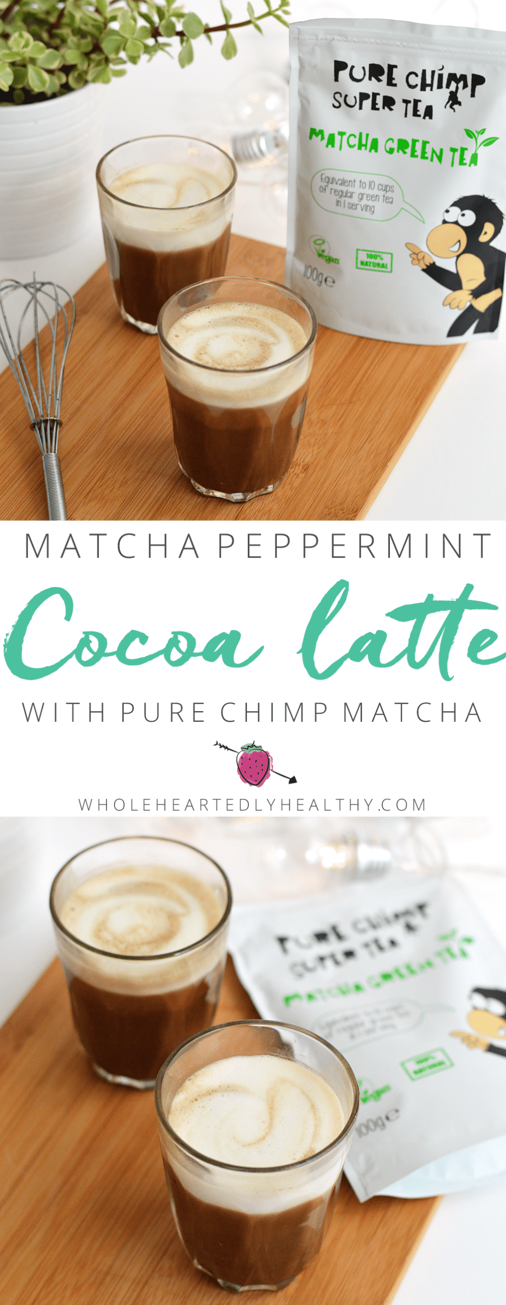 Matcha cocoa peppermint latte