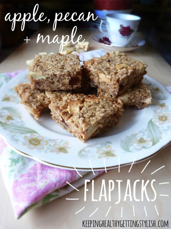Recipe: Healthy Apple, Pecan + Maple Flapjacks