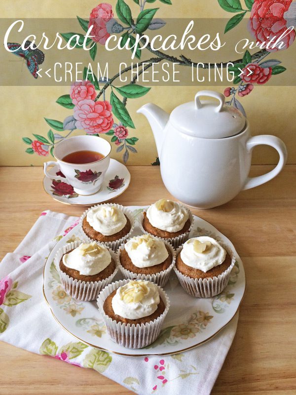 Carrot cupcakes with cream cheese icing