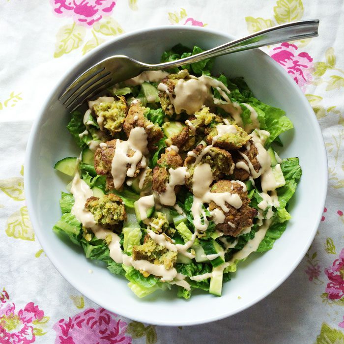 Falafel and tahini salad