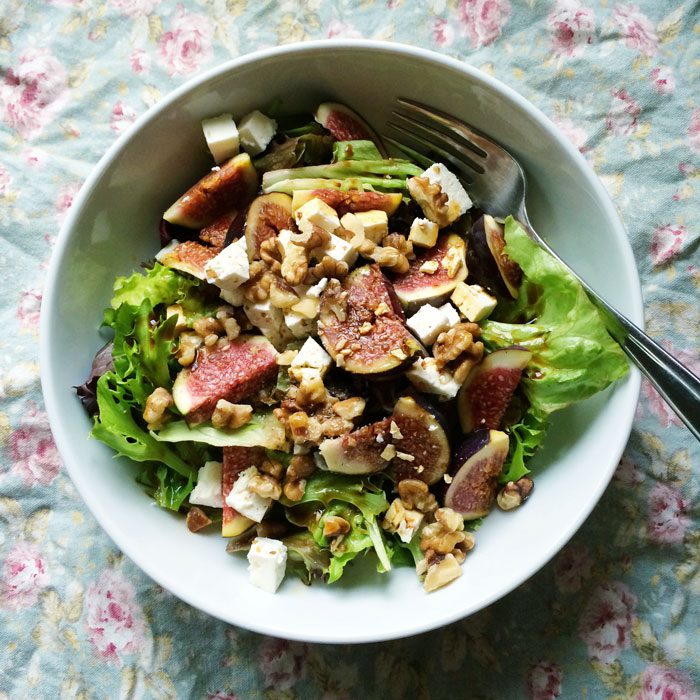 Fig feta and walnut salad