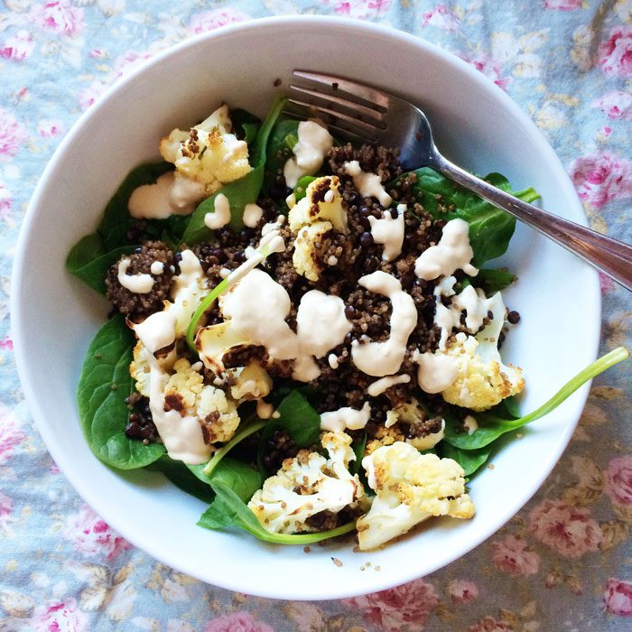 Roast cauliflower and tahini salad