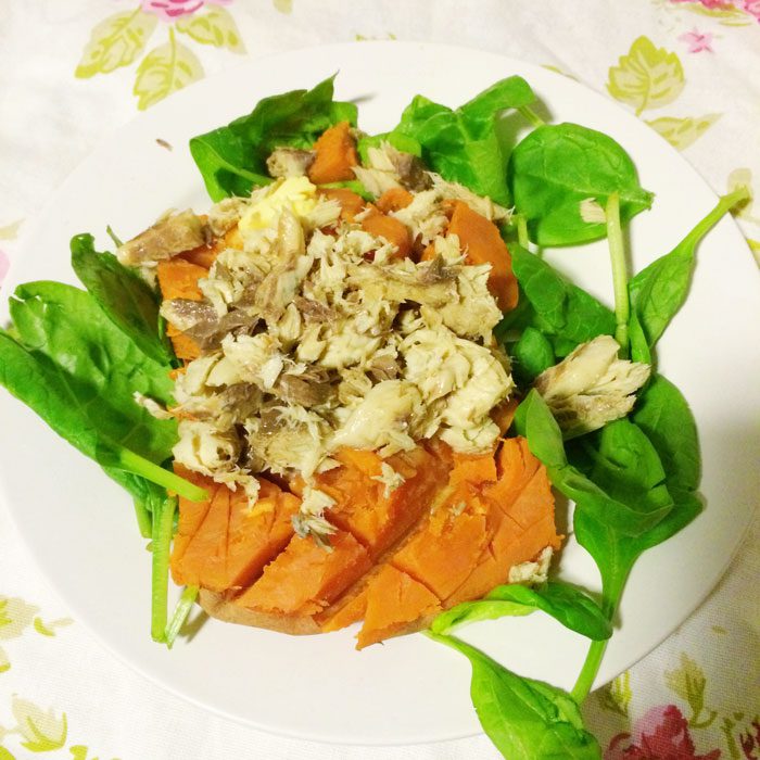 Sweet potato and mackerel