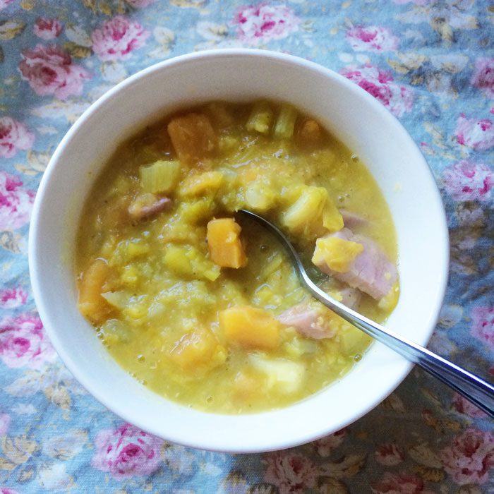 Lentil soup with ham