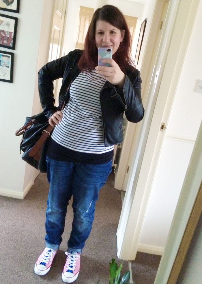 Outfit stripy top and bfjeans