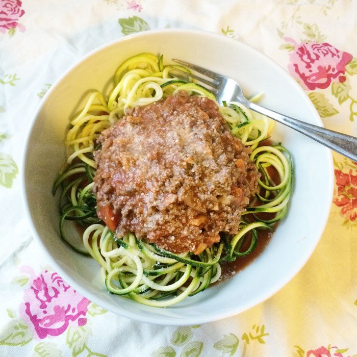 Courgetti with beef ragu