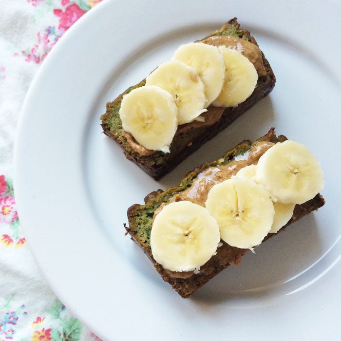 Matcha coyurgette bread with nut butter