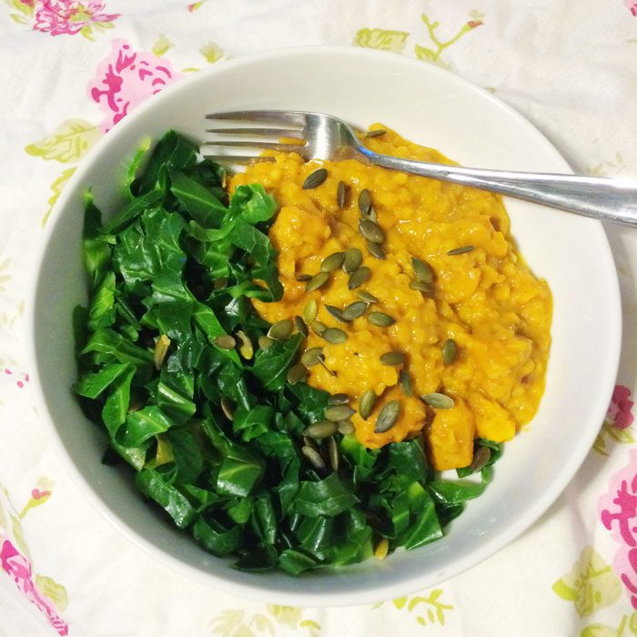 Squash and lentil thai red curry