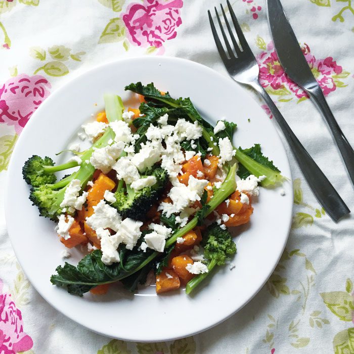 Butternut squash feta broccol