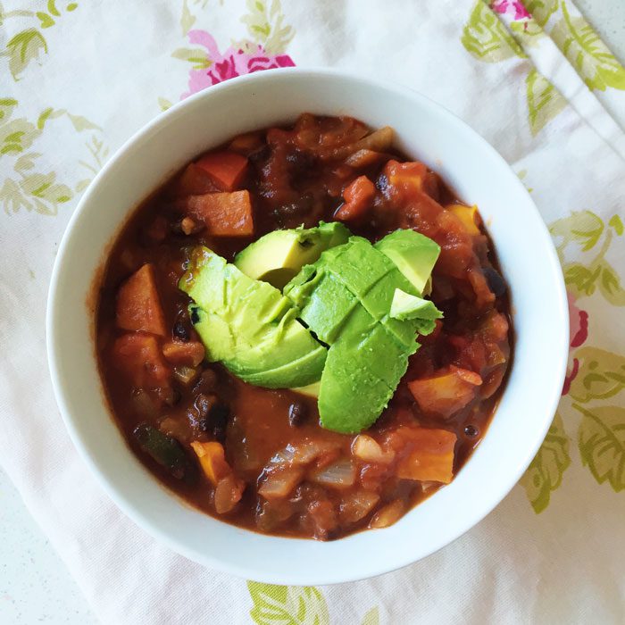 Sweet potato and black bean chilli