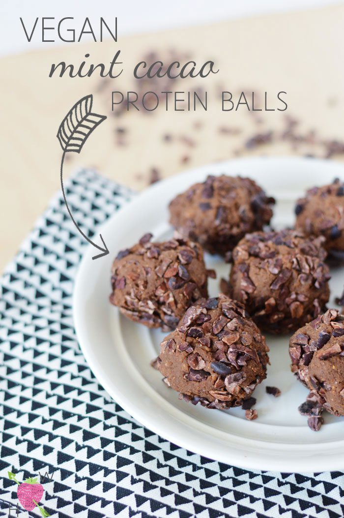 Vegan mint cacao protein balls title