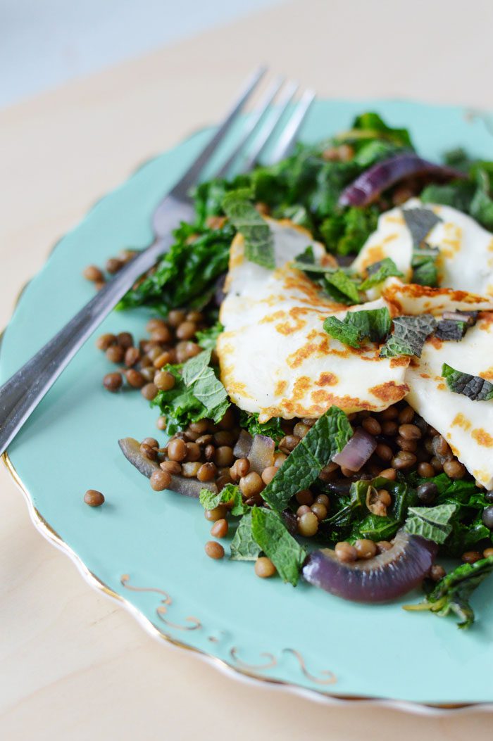 Halloumi + lentil salad 4