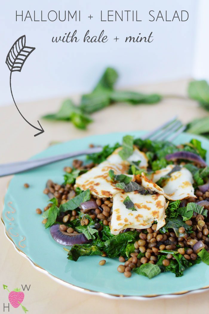 Recipe: Halloumi + Lentil Salad with Kale + Mint