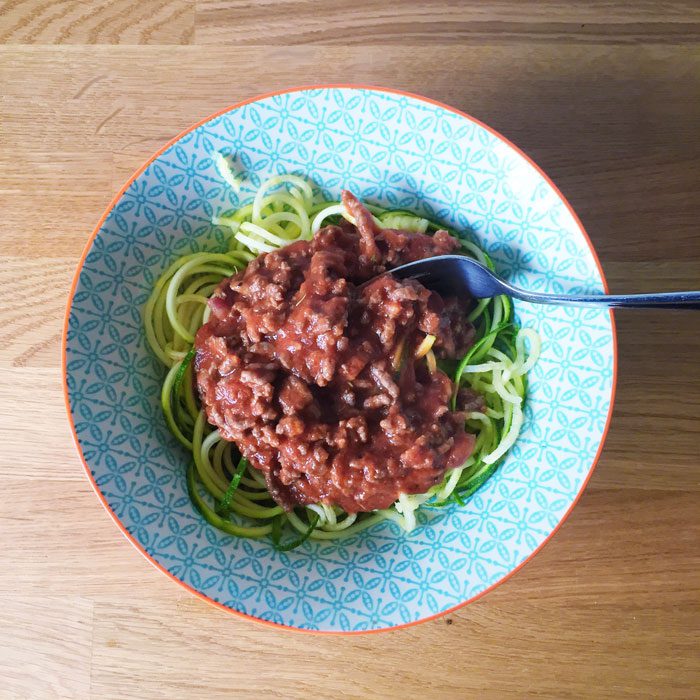 Beef ragu and courgetti