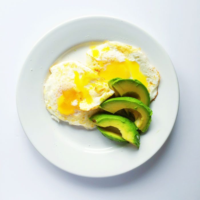 Fried eggs with avocado