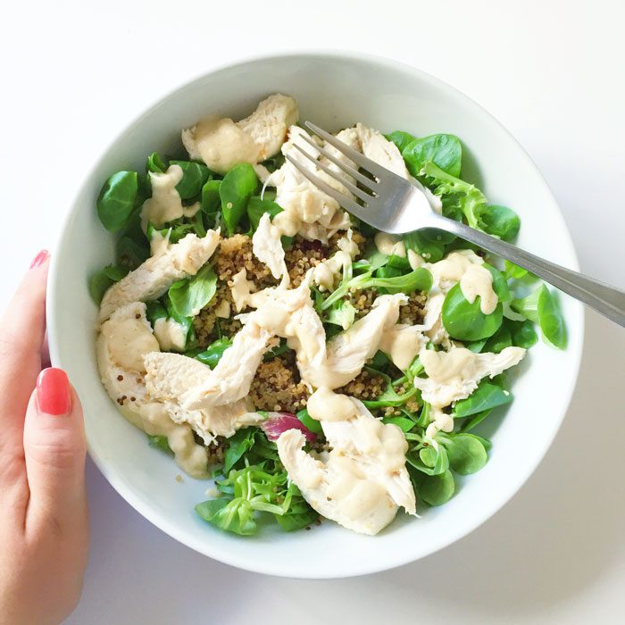 Lemon garlic chicken salad with quinoa