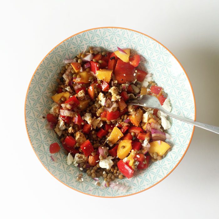 Lentil nectarine salad