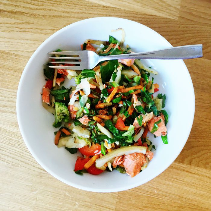 Salmon stir fry