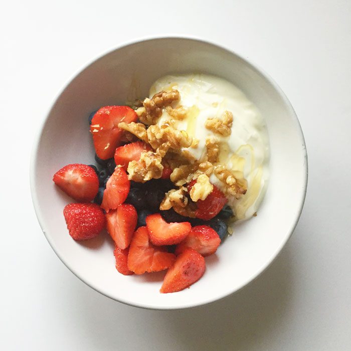 Yoghurt berry walnut bowl