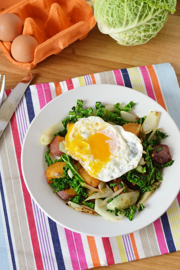 Sweet potato and cabbage hash 2