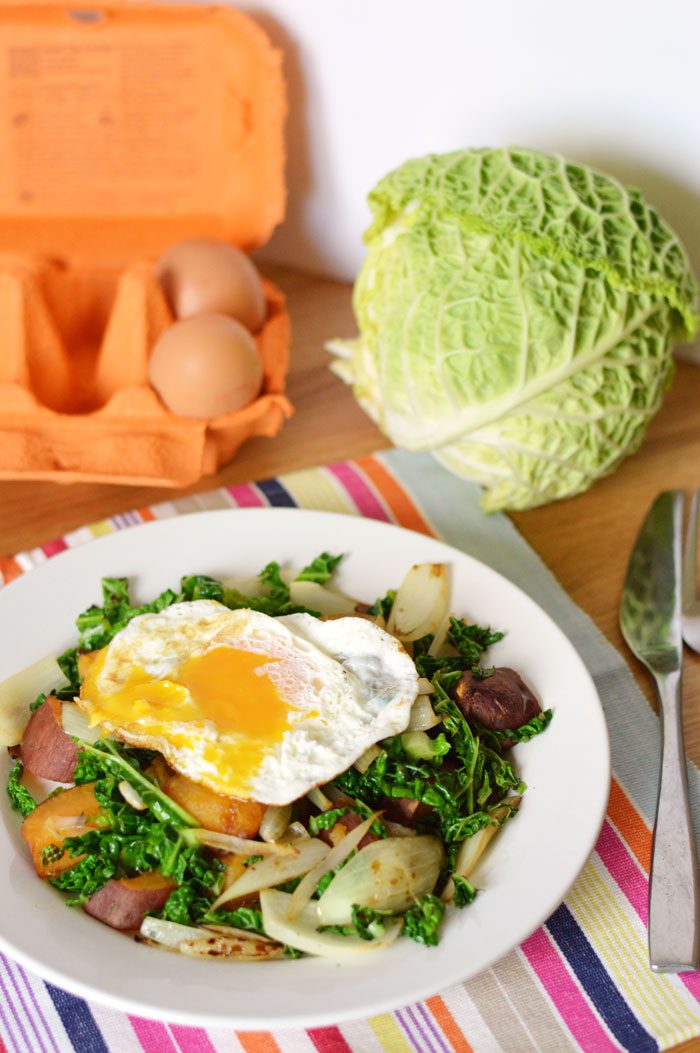 Sweet potato and cabbage hash 6