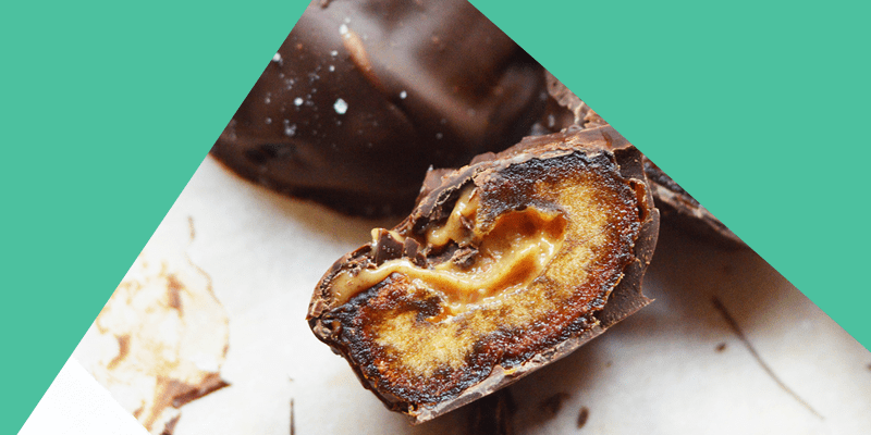 Chocolate Covered Peanut Butter Stuffed Dates with Sea Salt