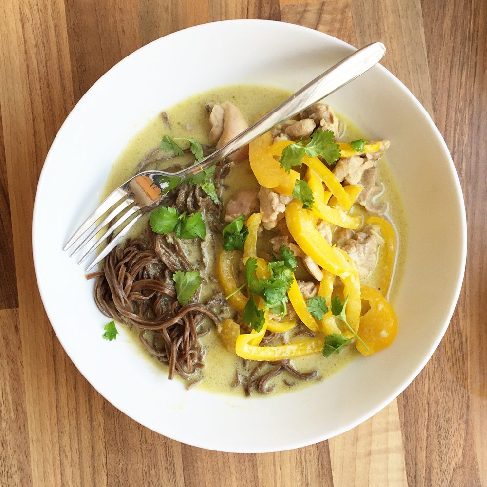 Thai green chicken curry with soba noodles