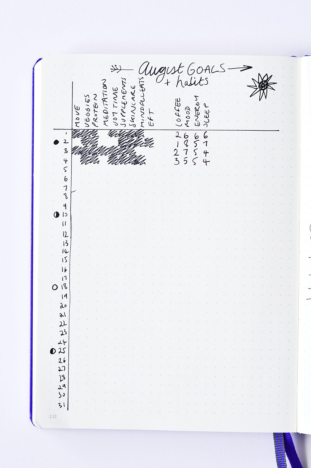 How to use a bullet journal for health and wellbeing: habit tracker