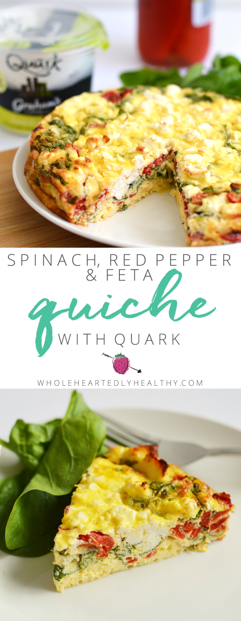 Roasted red pepper feta and spinach quiche
