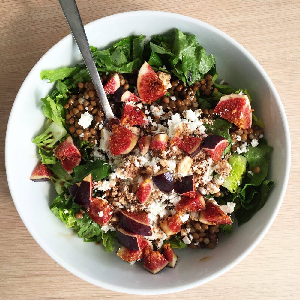 Fig lentil feta salad