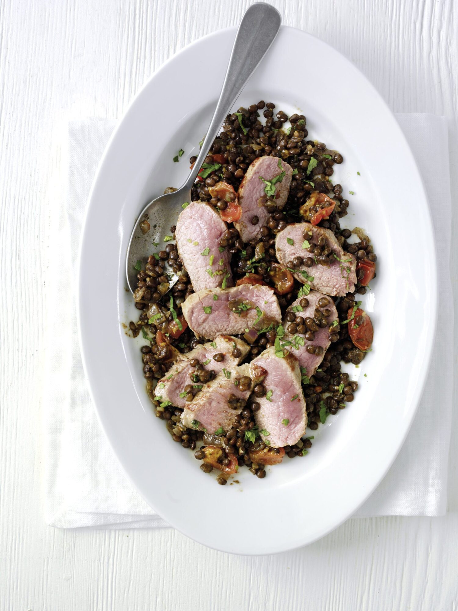 Pan Seared Coconut Cannon of Lamb with Puy Lentils (Simply Beef and Lamb)